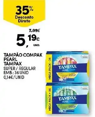 Tampax Tampão Compak Pearl 36 Unid