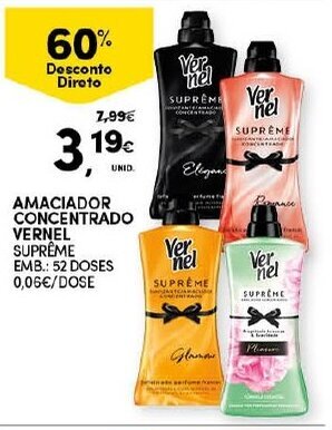 Continente Amaciador Concentrado Vernel 52 Doses promoção