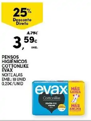 Continente Evax Pensos Higiénicos Cottonlike 18 Unid promoção