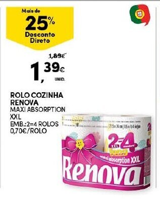 Continente Rolo Cozinha Renova 2=4 Rolos promoção