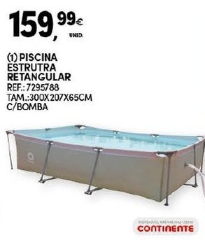 Continente Piscina Estrutra Retangular 300x207x65cm promoção