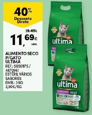 Continente Alimento Seco P/Gato Ultima 3kg promoção
