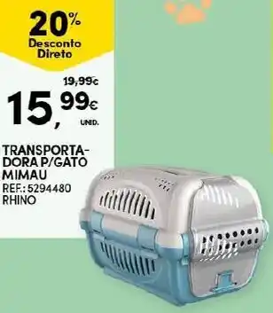 Continente Transporta-Dora P/Gato Mimau promoção
