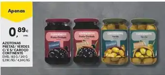 Continente Azeitonas Pretas/ Verdes c/ e s/ Caroço Continente promoção