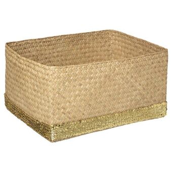 Cesto rectangular de ráfia bege com lantejoulas lilian