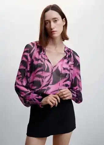 Mango Blusa gaze estampada promoção