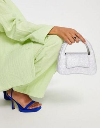 Asos design curved clutch bag in diamante with detachable cross body strap