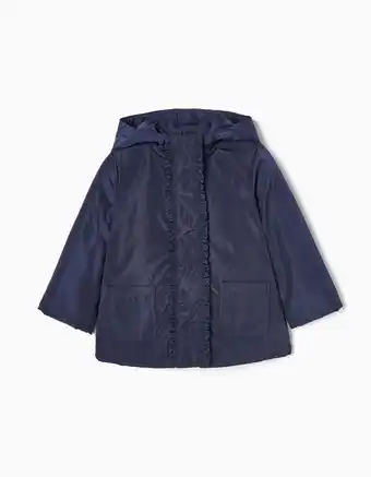 Zippy Casaco acolchoado com capuz e folhos para bebé menina, azul escuro promoção
