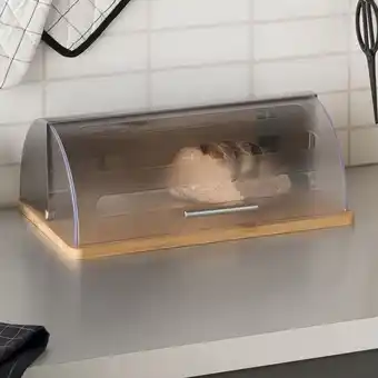 Caixa para pão em inox e bambu