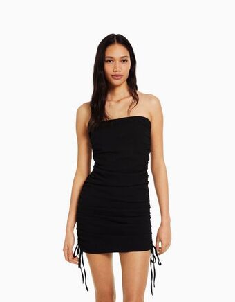 Bershka Vestido mini justo franzido lateral promoção