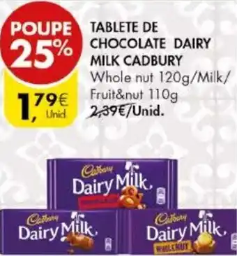 Pingo Doce Tablete de Chocolate Dairy Milk Cadbury promoção