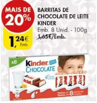 Pingo Doce Barritas de Chocolate de Leite Kinder 100g promoção