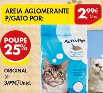 Pingo Doce Areia Aglomerante P/Gato Original 5lt promoção