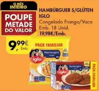 Pingo Doce Hambúrguer S/Glúten Iglo 18 Unid promoção