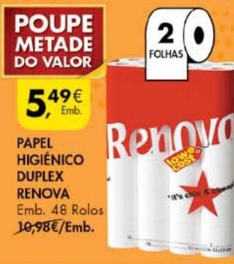 Pingo Doce Papel Higiénico Duplex Renova 48 Rolos promoção