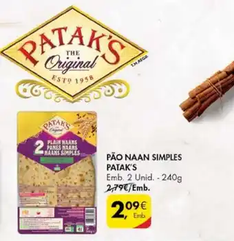 Pingo Doce Pão Naan Simples Patak's 240g promoção