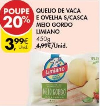 Queijo de Vaca E Ovelha S/Casca Meio Gorda Limiano 450g