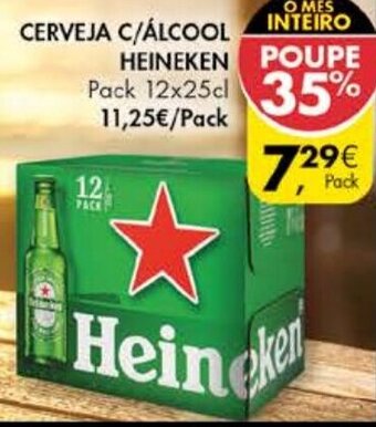 Pingo Doce Cerveja C/Álcool Heineken 12x25cl promoção
