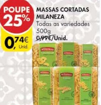 Pingo Doce Massas Cortadas Milaneza 500g promoção