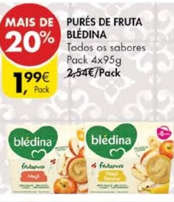 Pingo Doce Purés de Fruta Blédina Pack 4x95g promoção
