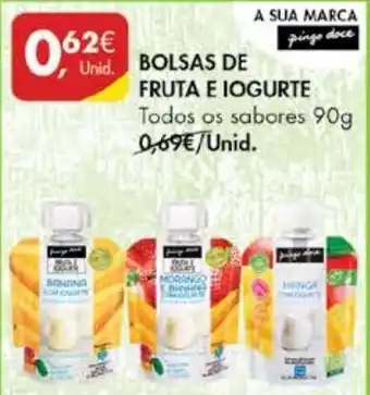 Pingo Doce Bolsas de Fruta Iogurte 90g promoção