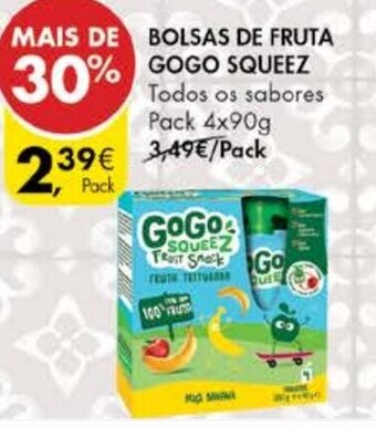 Pingo Doce Bolsas de Fruta GoGo Squeez Pack 4x90g promoção