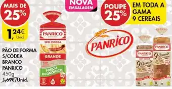 Pingo Doce Pão de Forma S/Côdea Branco Panrico 450g promoção