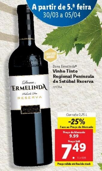 Lidl Vinho tinto dona ermelinda promoção