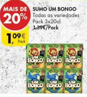 Pingo Doce Sumo Um Bongo 3x20cl promoção