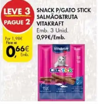 Pingo Doce Snack P/Gato Stick Salmão & Truta Vitakraft 3 Unid promoção