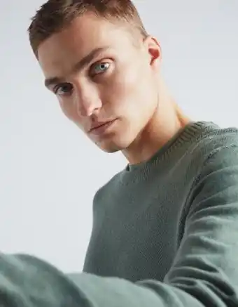 Camisola de malha tricotada, homem, verde escuro