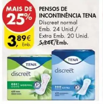 Pingo Doce Pensos de Incontinência Tena Descreet Normal 24 Unid/ Extra 20 Unid promoção