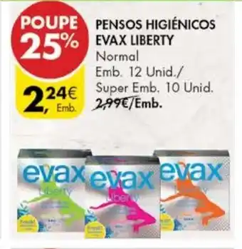 Pingo Doce Pensos Higiénicos Evax Liberty Normal 12 Unid/ Super 10 Unid promoção
