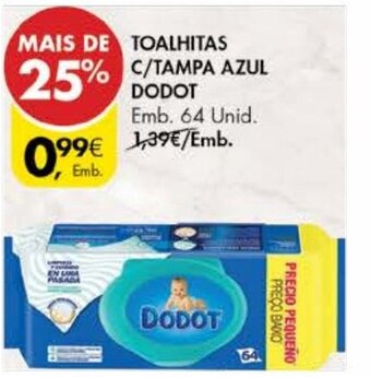 Pingo Doce Toalhitas C/Tampa Azul Dodot 64 Unid promoção