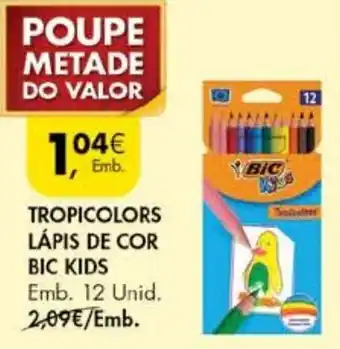 Pingo Doce Tropicolors Lápis de Cor Bic Kids 12 Unid promoção