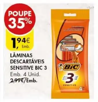 Pingo Doce Lêminas Descartávies Sensitive BIC 3 promoção