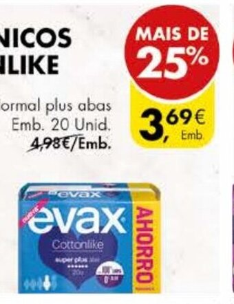 Pingo Doce Pensos Higiénicos Evax Cottonlike 20 Unid promoção