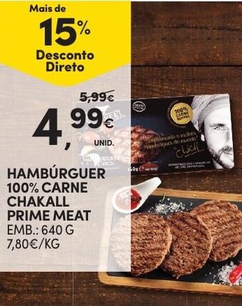 Continente Hambúrguer 100% Carne Chakall Prime Meat 640g promoção