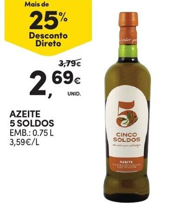 Continente Azeite 5 Soldos 0,75L promoção