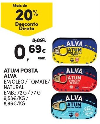 Continente Atum Posta Alva 72g/77g promoção