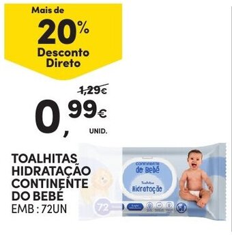 Continente Toalhitas Hidratação Continente do Bebé 72UN promoção