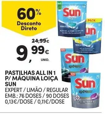 Continente Pastilhas All In 1 P/Máquina Loiça Sun 76 Doses/ 90 Doses promoção