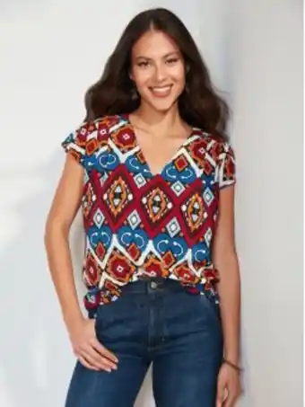 Venca Blusa de manga curta estampado tribal promoção