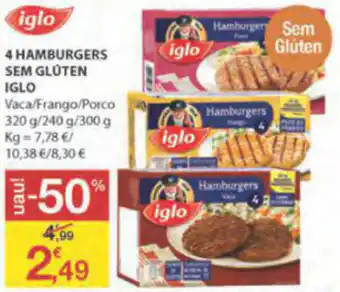 E.Leclerc Hamburgers sem Glûten Iglo 320g/240g/300g promoção