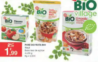 E.Leclerc Puré de Fruta Bio 4x90g promoção