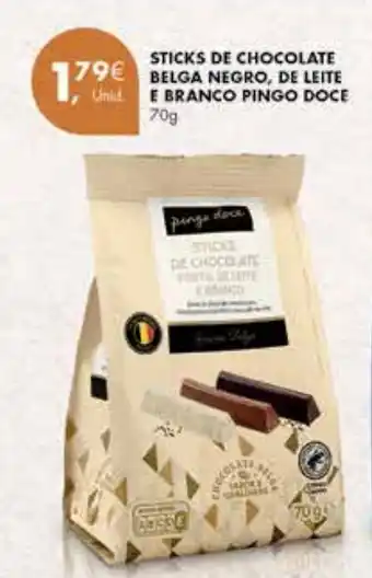 Pingo Doce Sticks de Chocolate Belga Negro, De Leite E branco Pingo Doce 70g promoção
