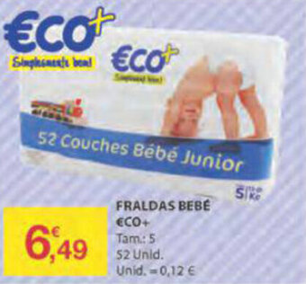 E.Leclerc Fraldas Bebé Eco+ 52 Unid promoção