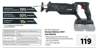 Lidl Parkside Performance Serrote Elétrico 40V sem Bateria promoção