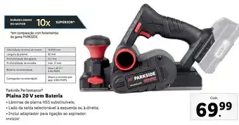 Lidl Parkside Performance Plaina 20V sem Bateria promoção