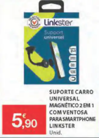 Suporte Carro Universal Magnético 2 em 1 com Ventosa para Smartphone Linkster